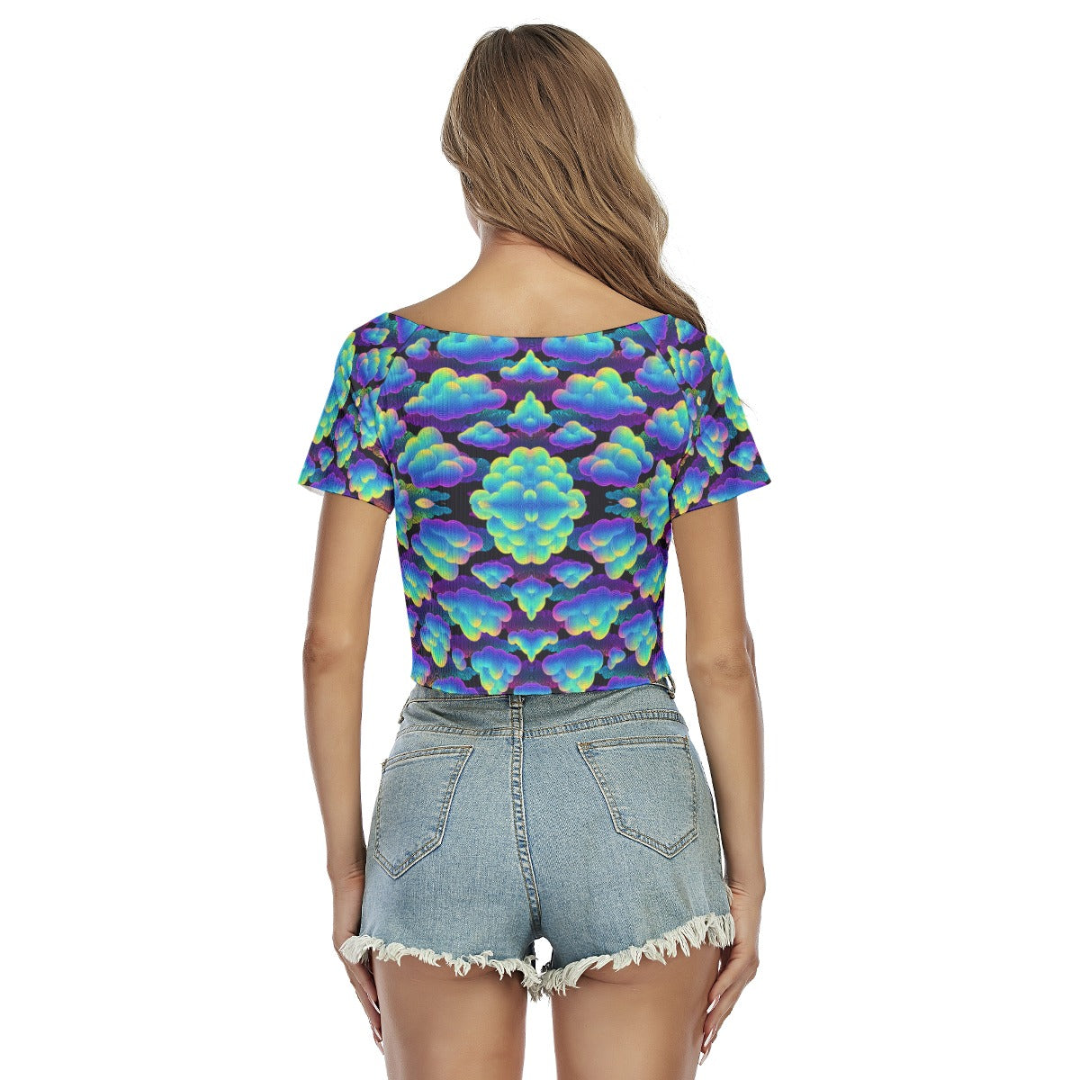 Women's Raglan Drawstring Front Crop Tee