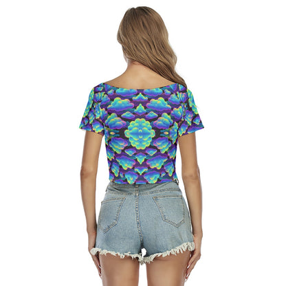 Women's Raglan Drawstring Front Crop Tee