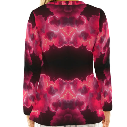 Women's Loose V-Neck T-Shirt With Long Sleeve