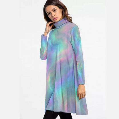 Women's High Neck Dress With Long Sleeve