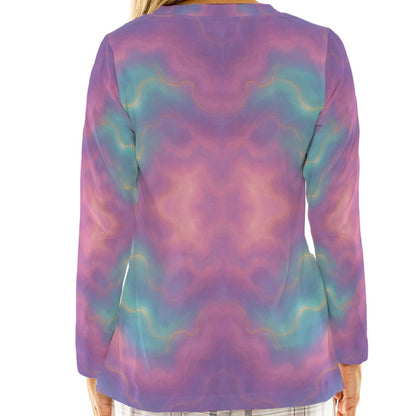 Women's Loose V-Neck T-Shirt With Long Sleeve