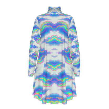 Women's High Neck Dress With Long Sleeve