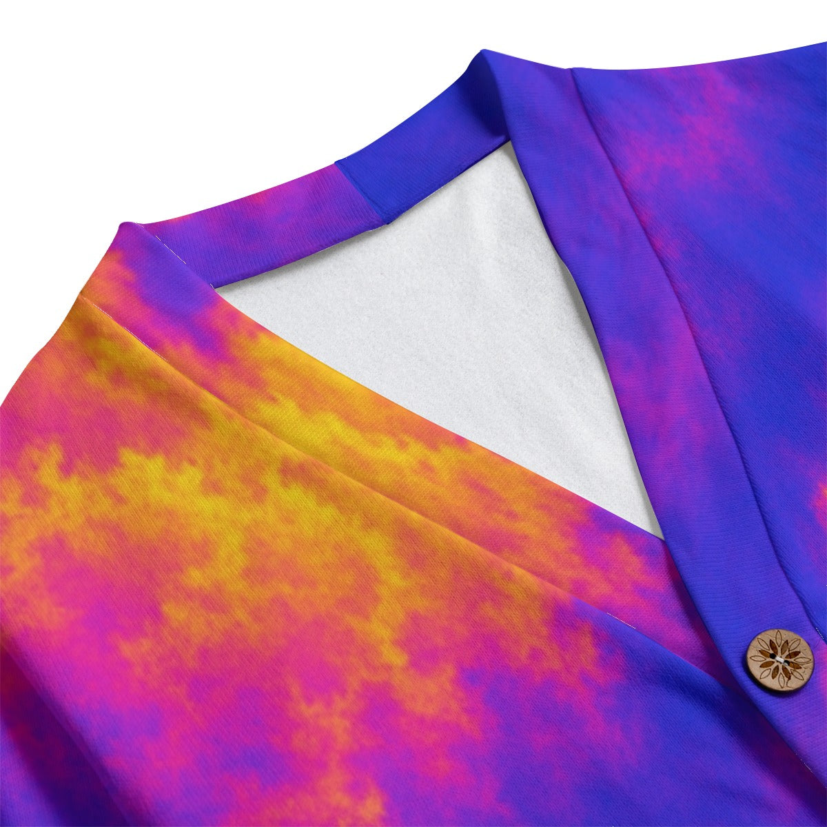 Unisex V-neck Knitted Fleece Cardigan With Button Closure