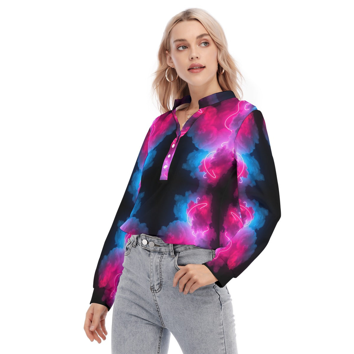 Women's Long Sleeve Blouse With Button Closure