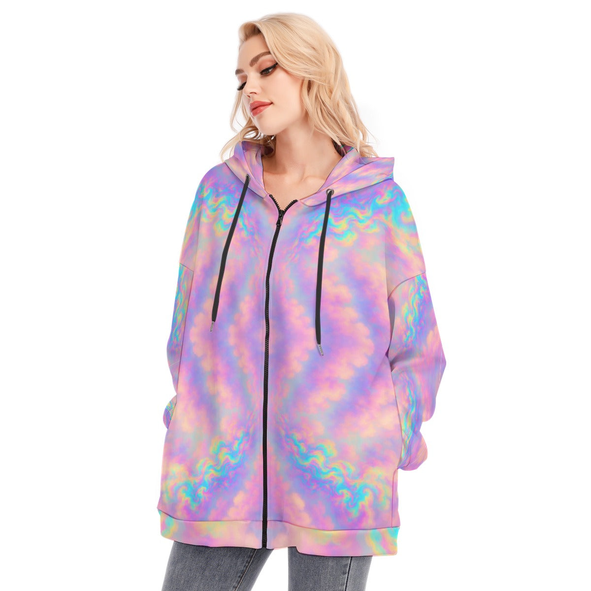 Women's Long Hoodie With Zipper Closure