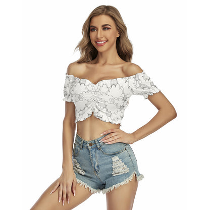 Women's One-shoulder Off-the-navel Short Sleeve T-shirt