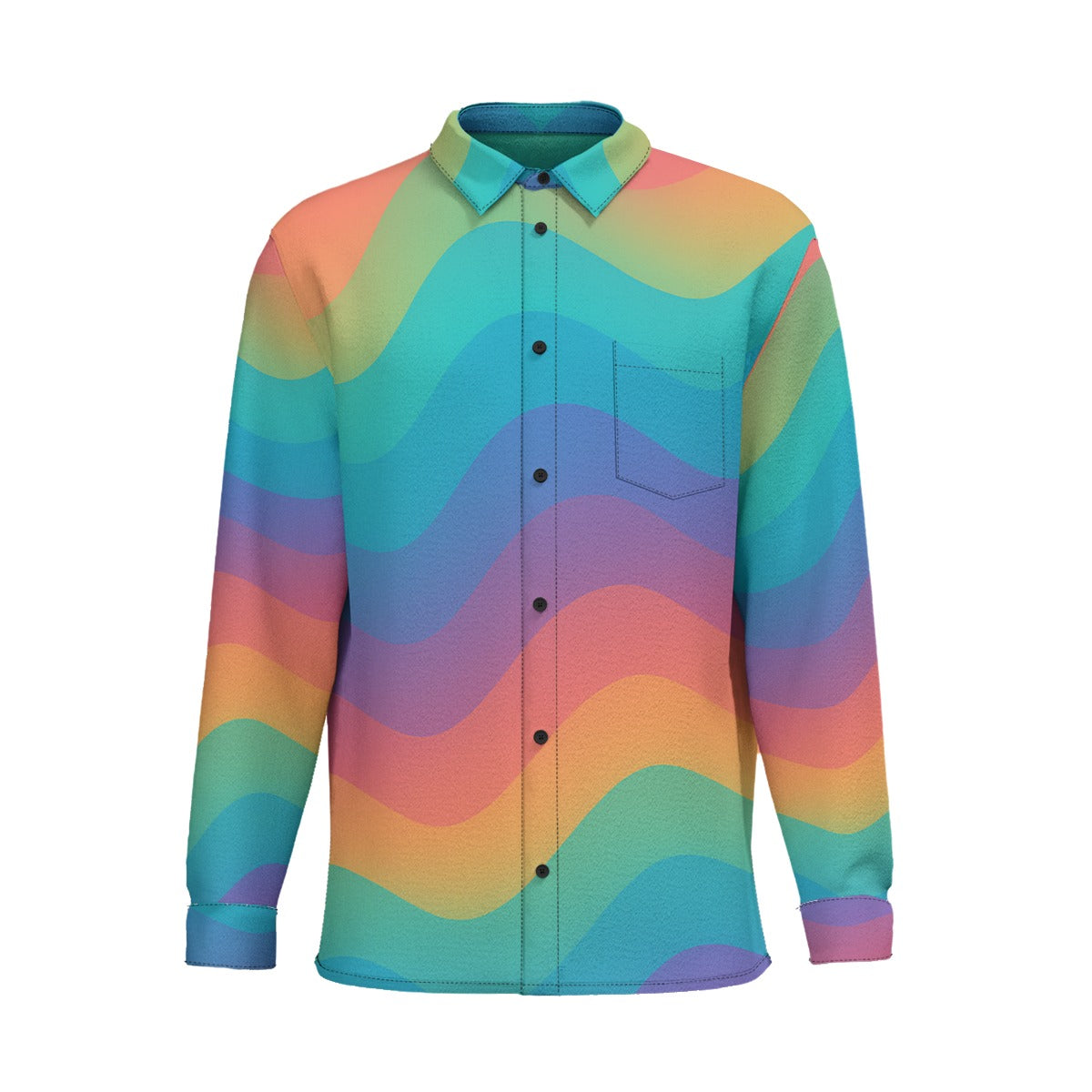 Men's Business Lapel Long Sleeve Shirt With Pocket|110GSM Imitation Flax