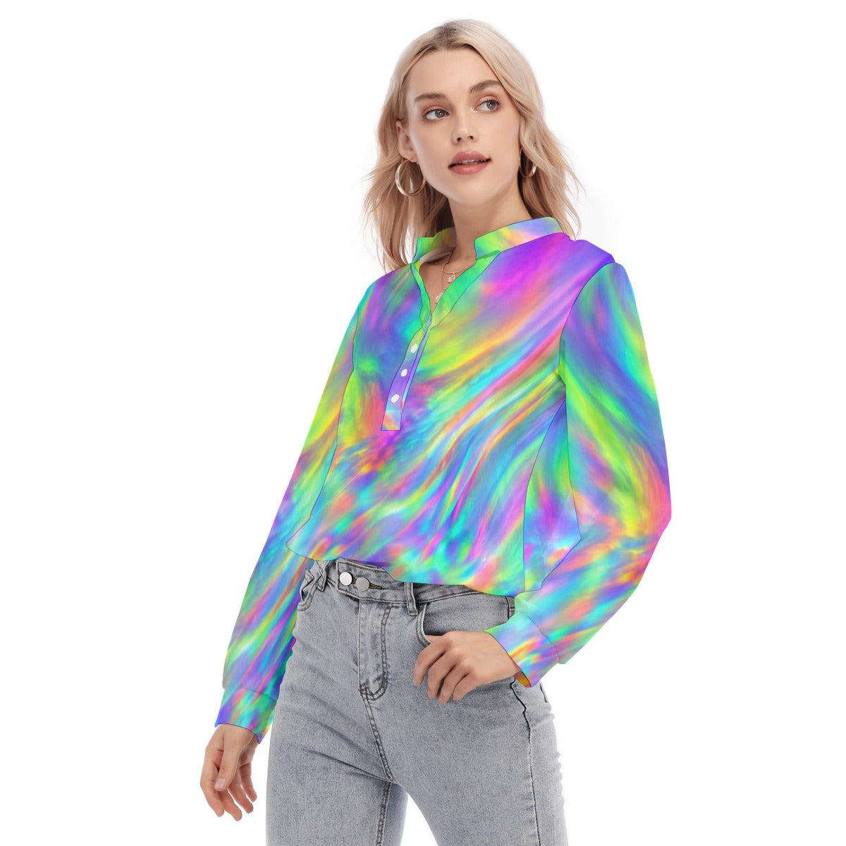 Women's Long Sleeve Blouse With Button Closure