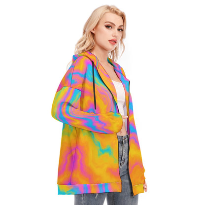 Women's Long Hoodie With Zipper Closure