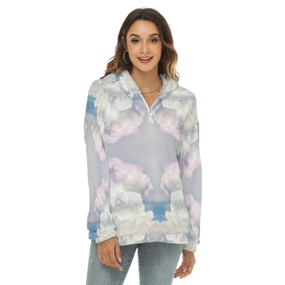 Women's Borg Fleece Hoodie With Half Zip