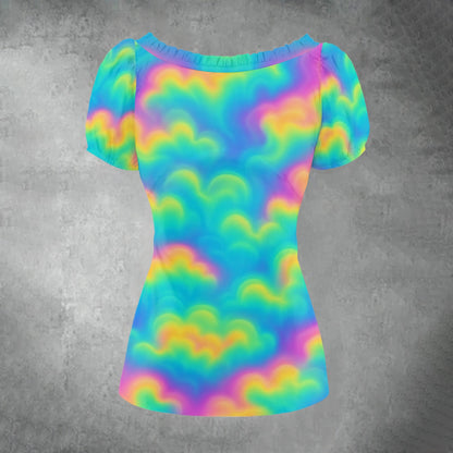 Women's Puff Sleeve Pleated Shirt