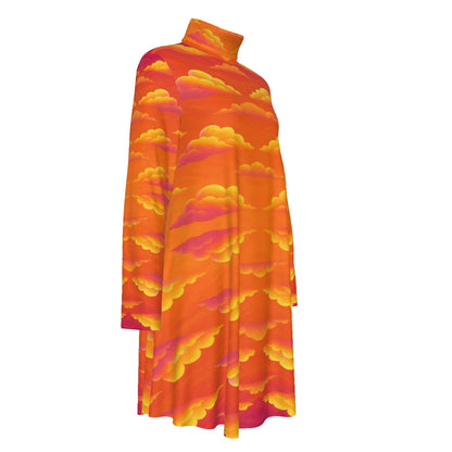 Women's High Neck Dress With Long Sleeve