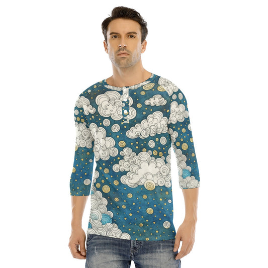 Men's Bracelet Sleeve T-shirt With Button Closure - view 1