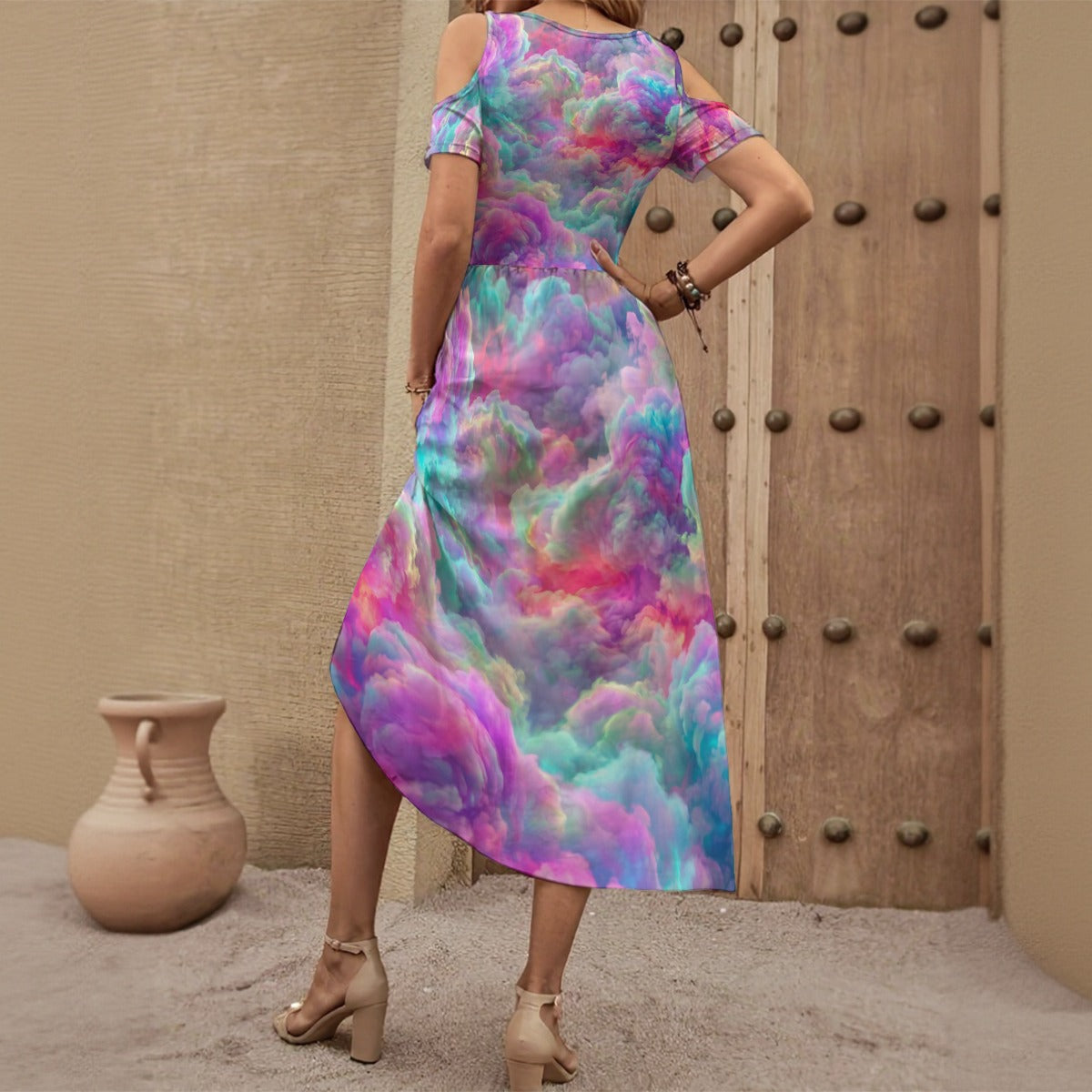 Women's V-neck Off-shoulder Dress