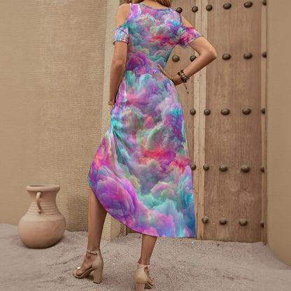 Women's V-neck Off-shoulder Dress
