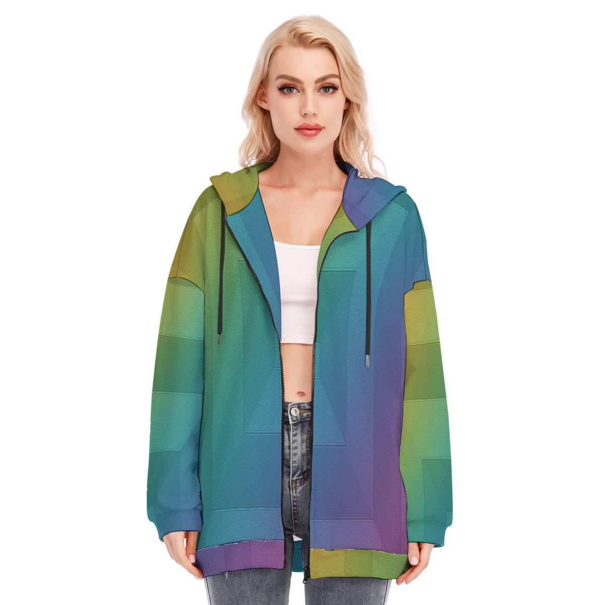 Women's Long Hoodie With Zipper Closure