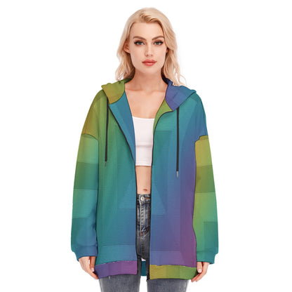 Women's Long Hoodie With Zipper Closure