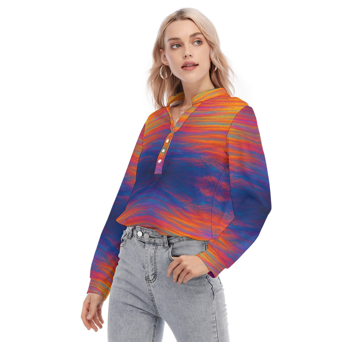 Women's Long Sleeve Blouse With Button Closure