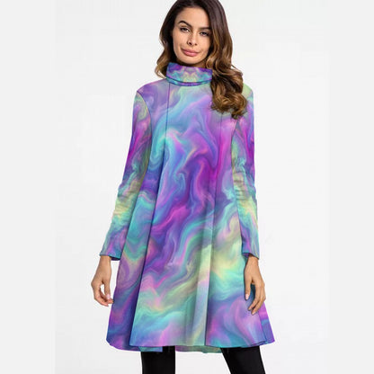 Women's High Neck Dress With Long Sleeve