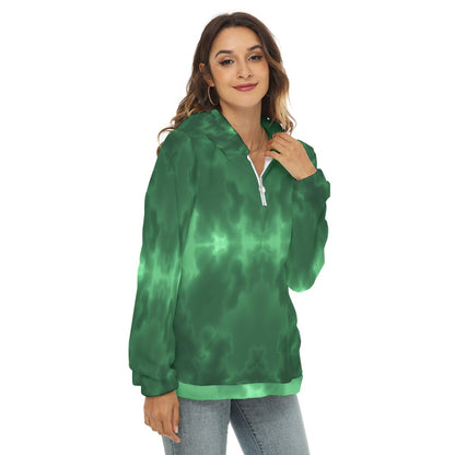 Women's Borg Fleece Hoodie With Half Zip