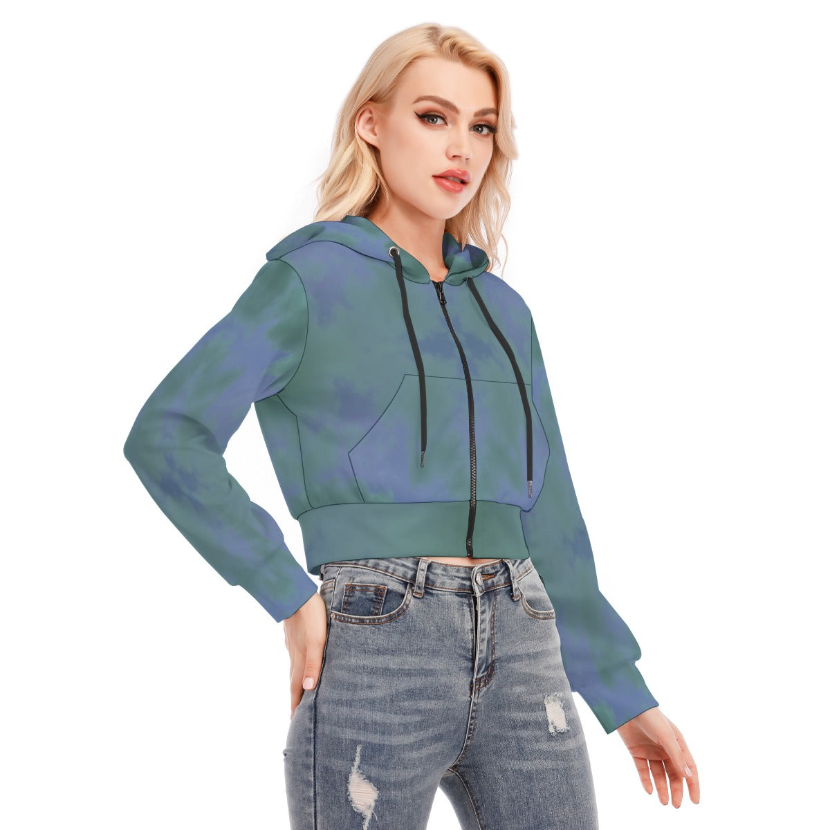 Women's Crop Top Hoodie With Zipper Closure