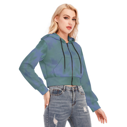 Women's Crop Top Hoodie With Zipper Closure