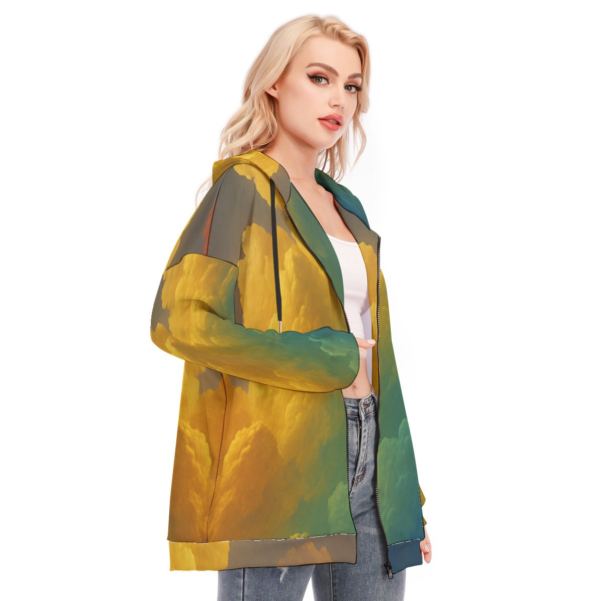 Women's Long Hoodie With Zipper Closure