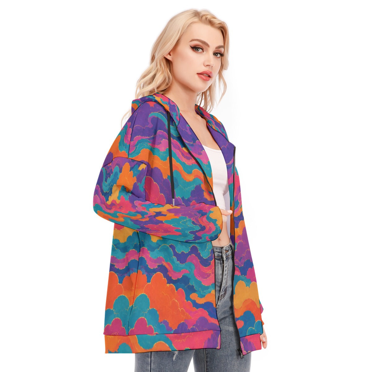 Women's Long Hoodie With Zipper Closure