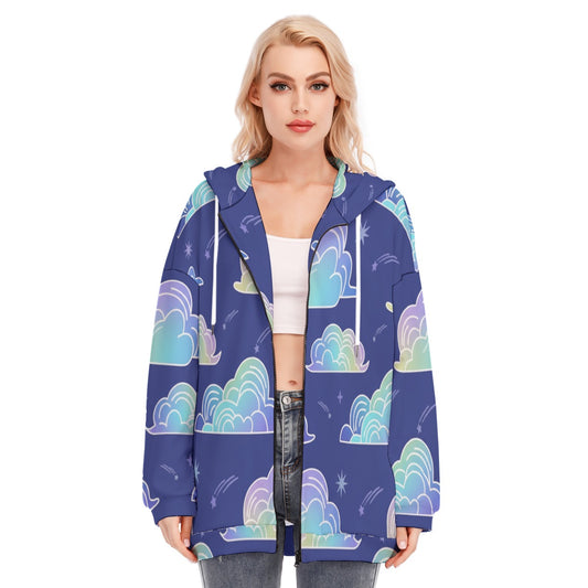 Women's Long Hoodie With Zipper Closure