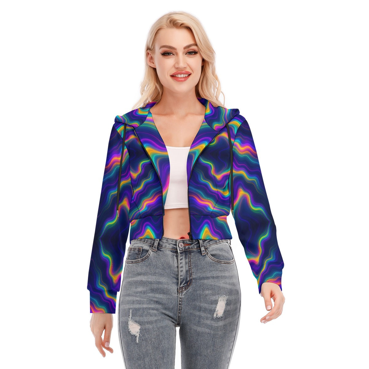 Women's Crop Top Hoodie With Zipper Closure