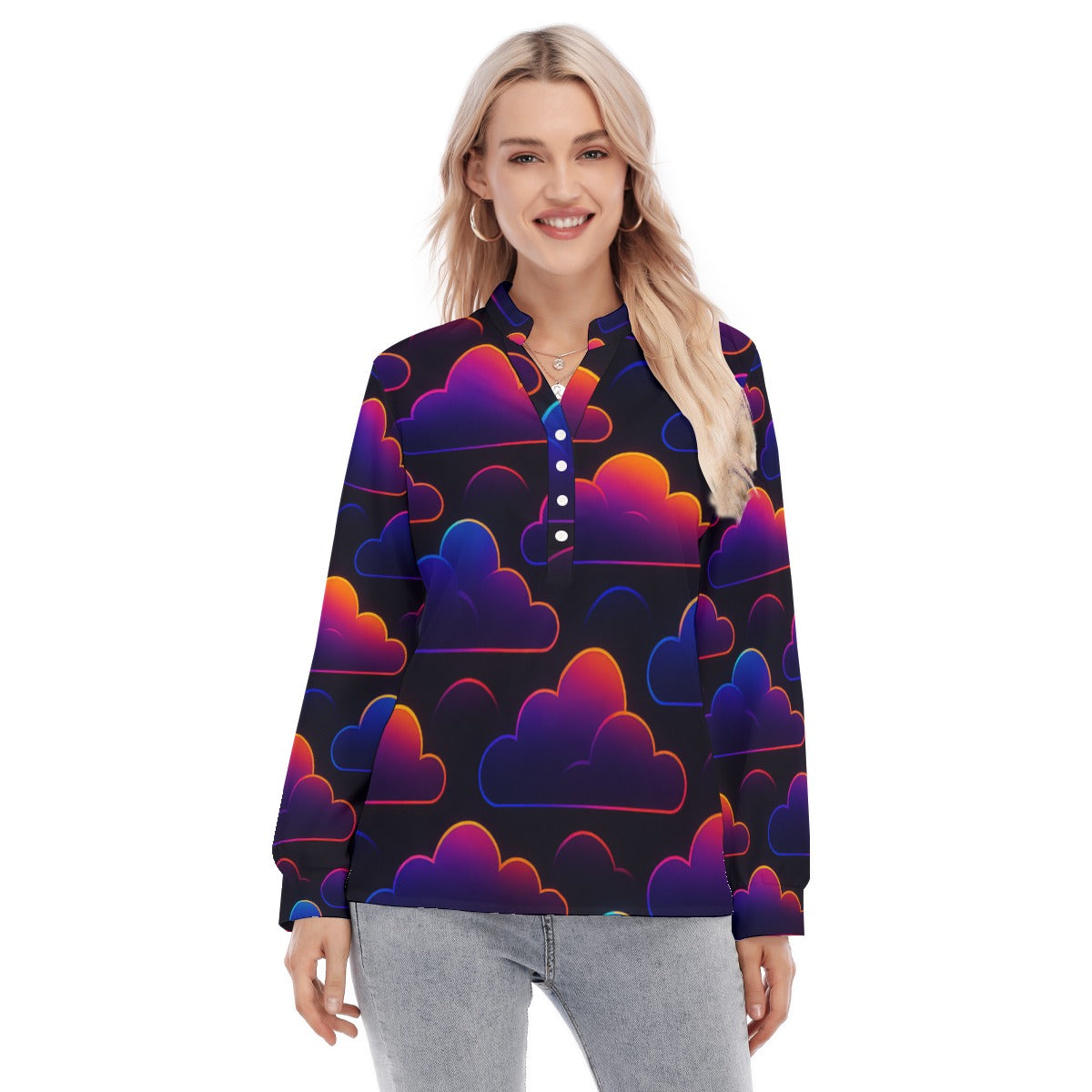 Women's Long Sleeve Blouse With Button Closure