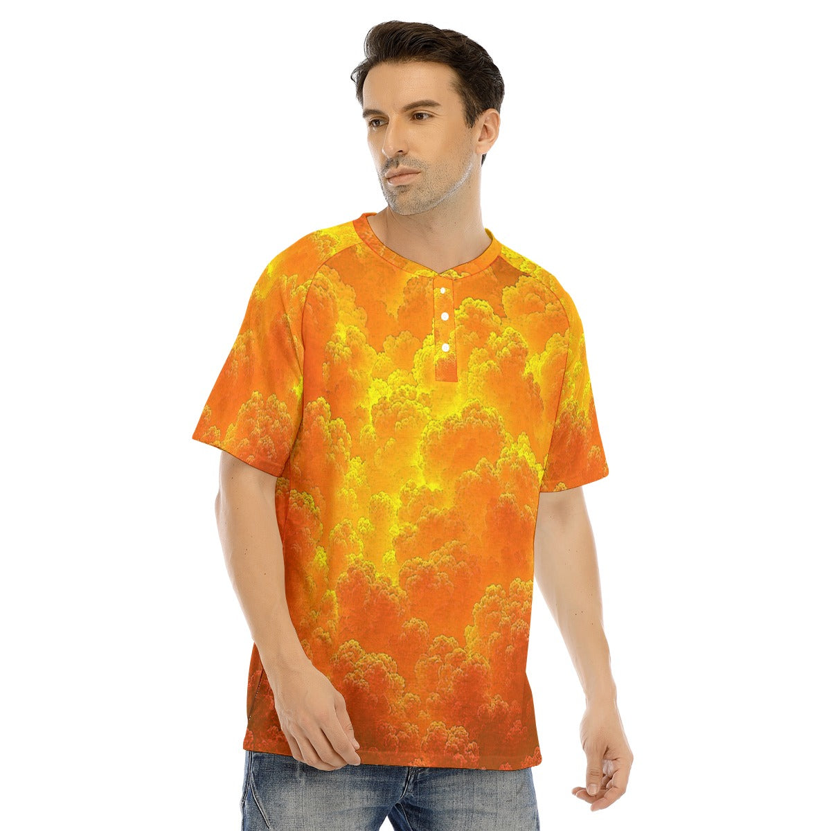 Men's Raglan Sleeve T-shirt With Button Closure