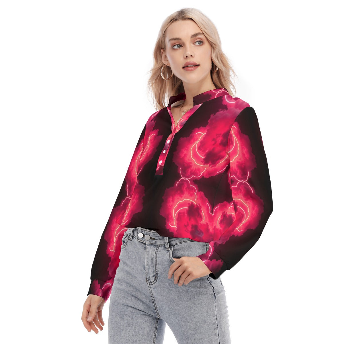 Women's Long Sleeve Blouse With Button Closure