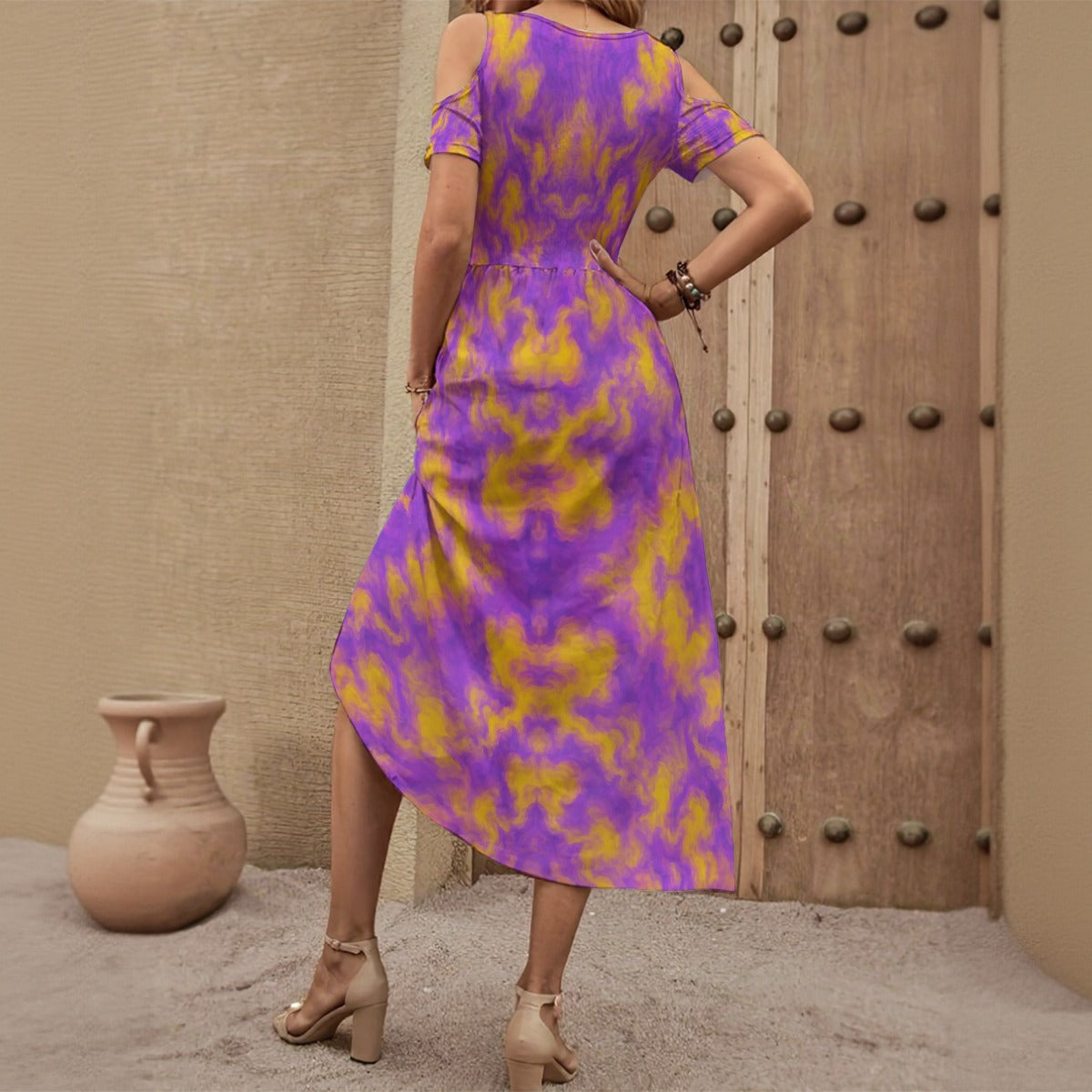 Women's V-neck Off-shoulder Dress