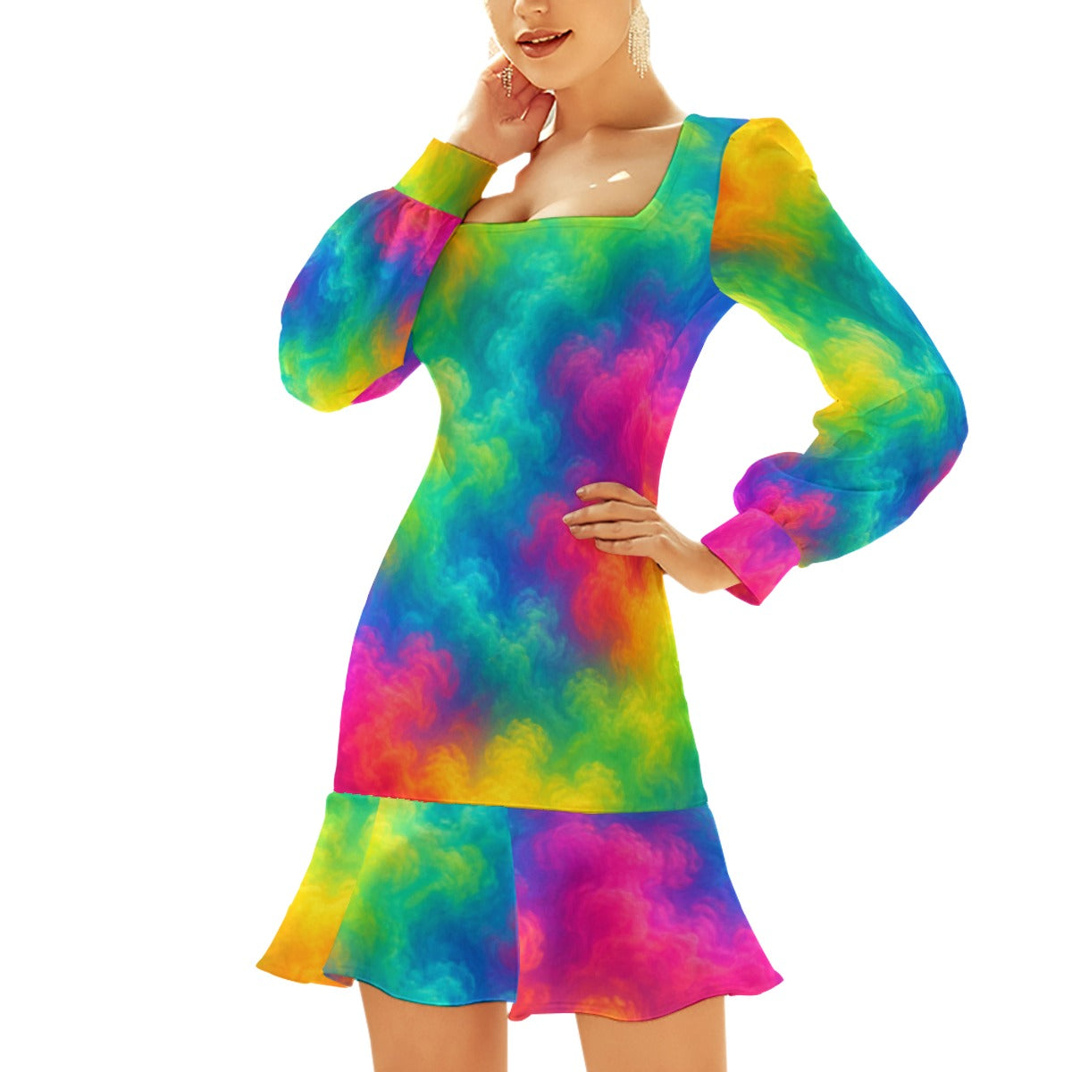 Women's Ruffle Hem Skinny Dress