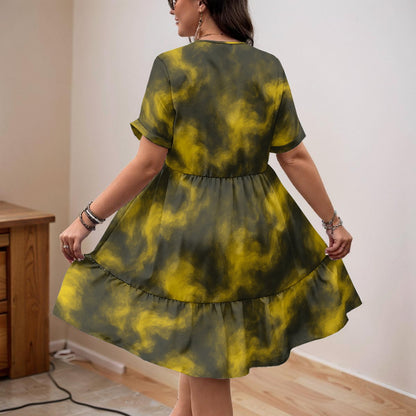 Unisex Women’s Floral V-Neck Short Sleeve Dress