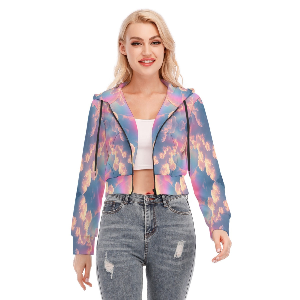 Women's Crop Top Hoodie With Zipper Closure