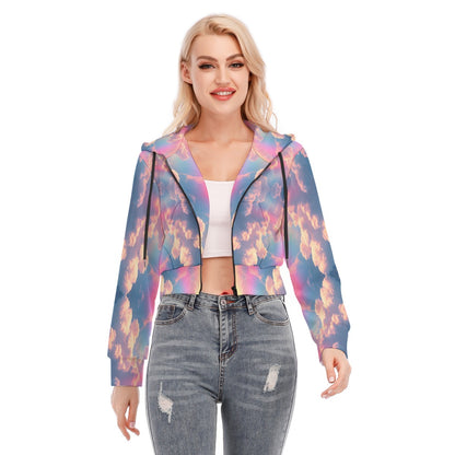 Women's Crop Top Hoodie With Zipper Closure
