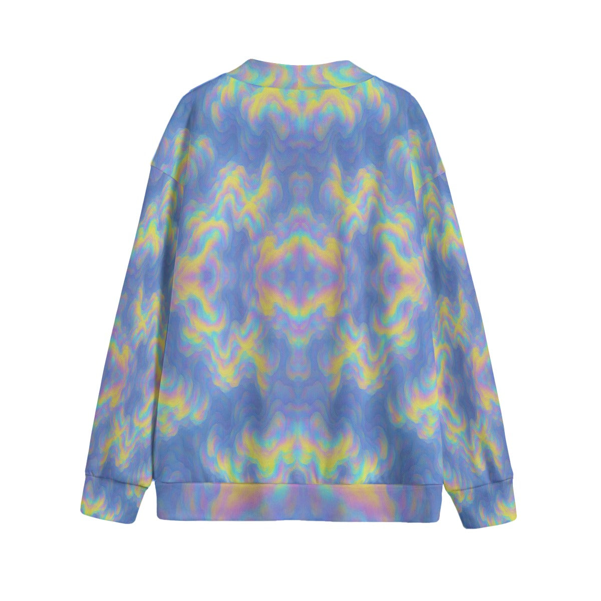 Unisex V-neck Knitted Fleece Cardigan With Button Closure