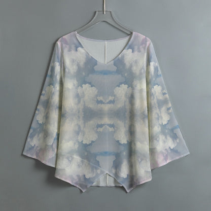 Women's V-neck T-shirt With Irregular Hem