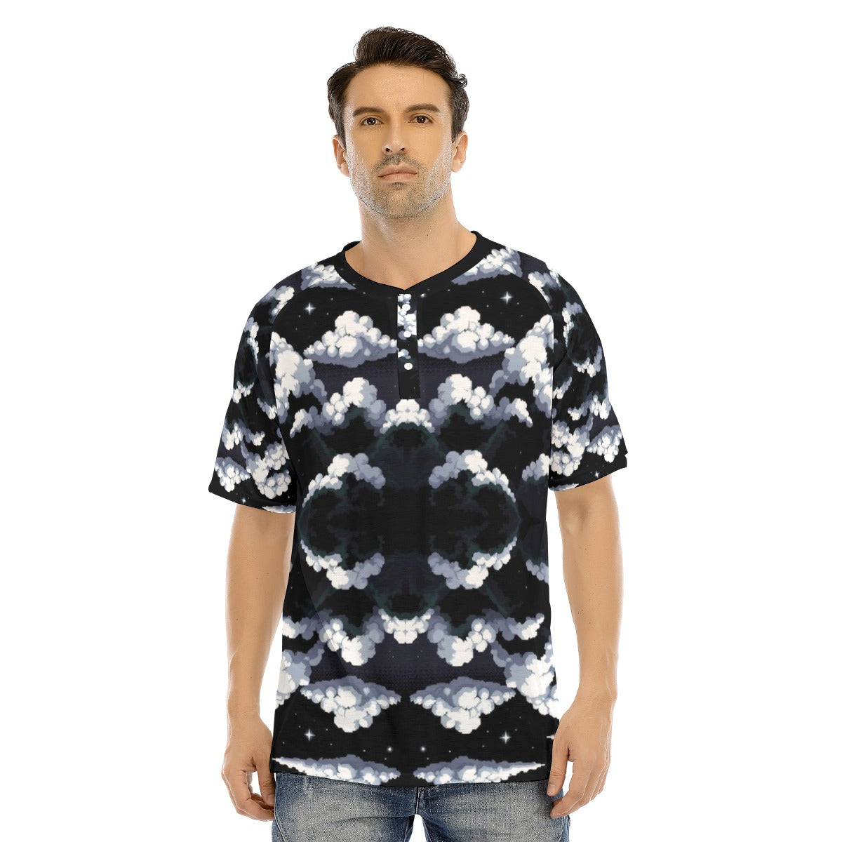 Men's Raglan Sleeve T-shirt With Button Closure