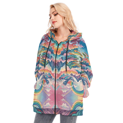 Women's Long Hoodie With Zipper Closure