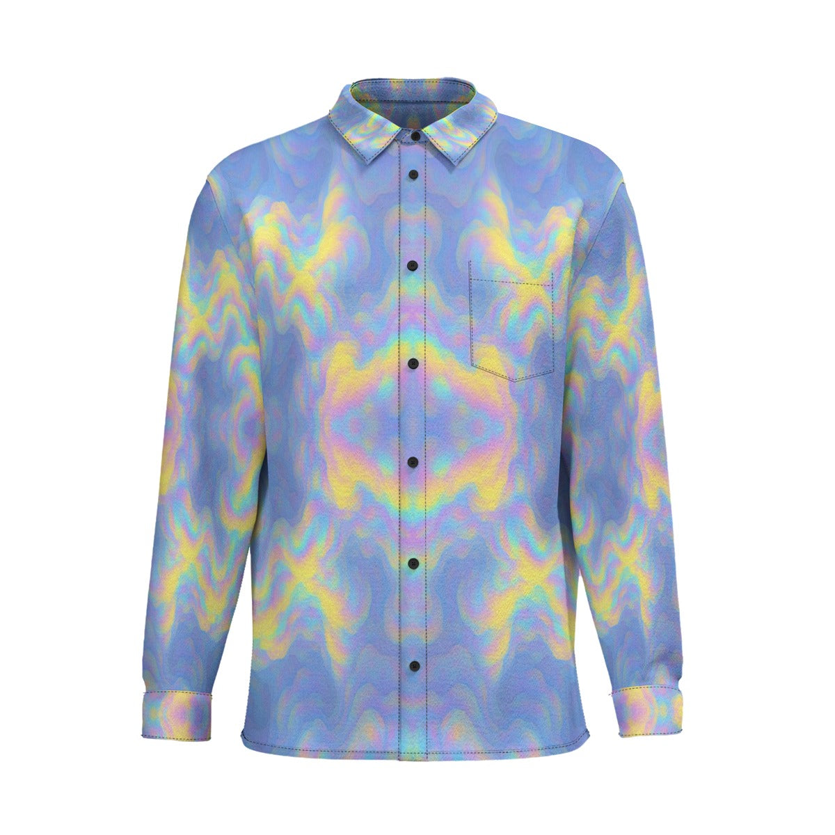 Men's Business Lapel Long Sleeve Shirt With Pocket|110GSM Imitation Flax