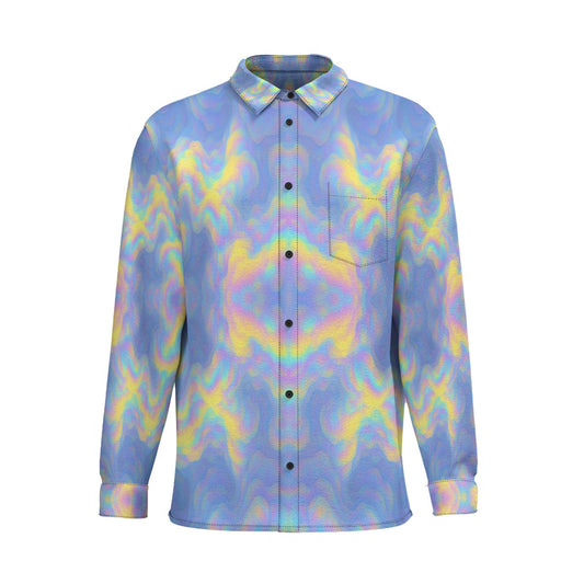 Men's Business Lapel Long Sleeve Shirt With Pocket|110GSM Imitation Flax