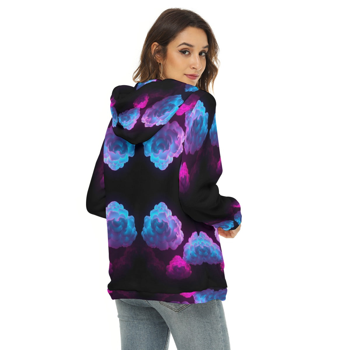 Women's Borg Fleece Hoodie With Half Zip