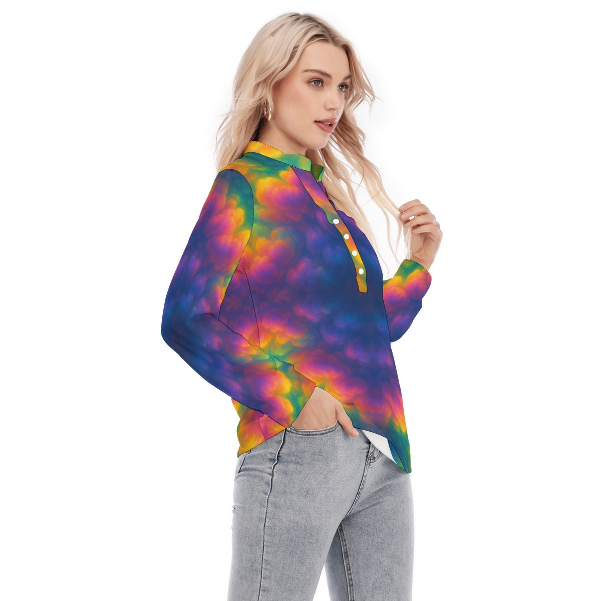Women's Long Sleeve Blouse With Button Closure
