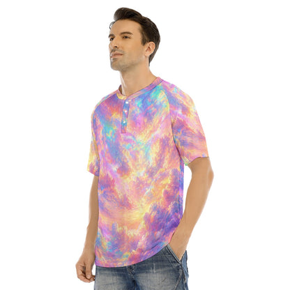 Men's Raglan Sleeve T-shirt With Button Closure