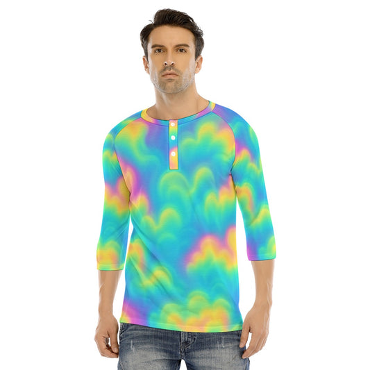 Men's Bracelet Sleeve T-shirt With Button Closure