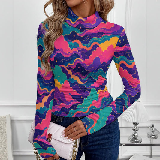 Women's Women's High-Neck Top With Long Sleeve