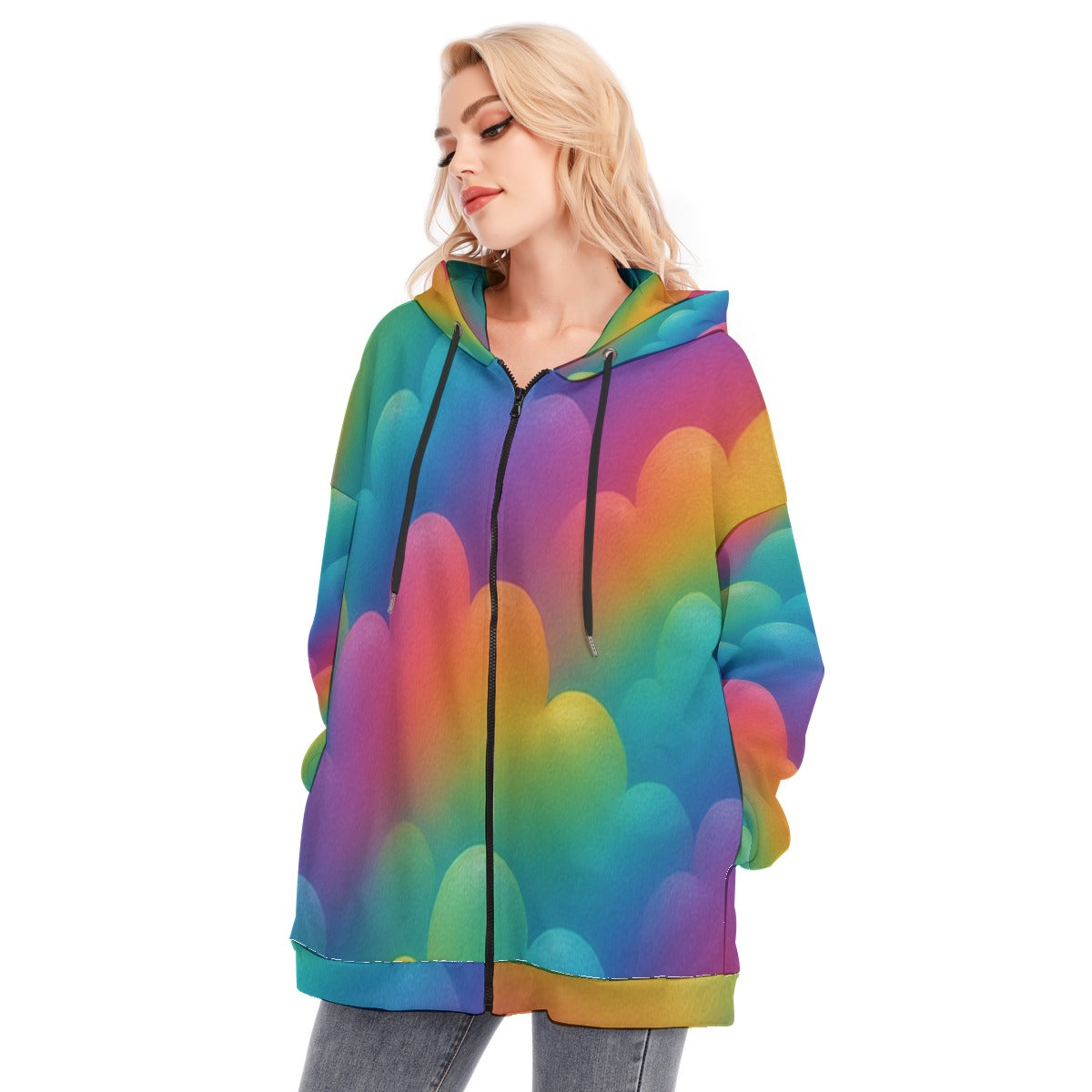 Women's Long Hoodie With Zipper Closure